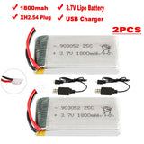 2Pcs 1800mAh 3.7V Lipo battery XH2.54 USB Charger 903052 For RC Quadcopter Drone