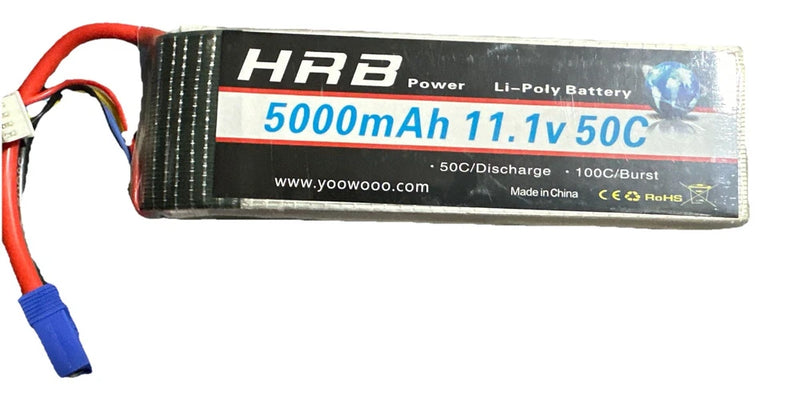 HRB Power 11.1V 5000mAh LiPo Battery 50C/Discharge, 100C/Burst Sealed