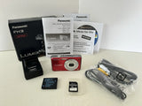 Panasonic Lumix DMC-FH3 14.1MP Digital Camera Red - Battery, Charger, & 16gb SD