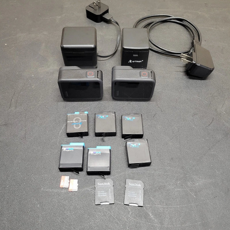 2X GoPro HERO8 Black 4K Camera w/ 6 batteries