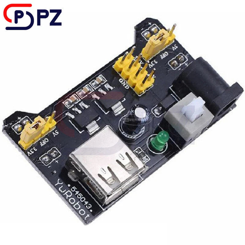 MB102 Breadboard Power Supply Module - Dual 3.3V/5V Output, 6.5-12V Input, USB