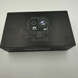 Black action camera retail box with 4K logo and Sports Cam branding