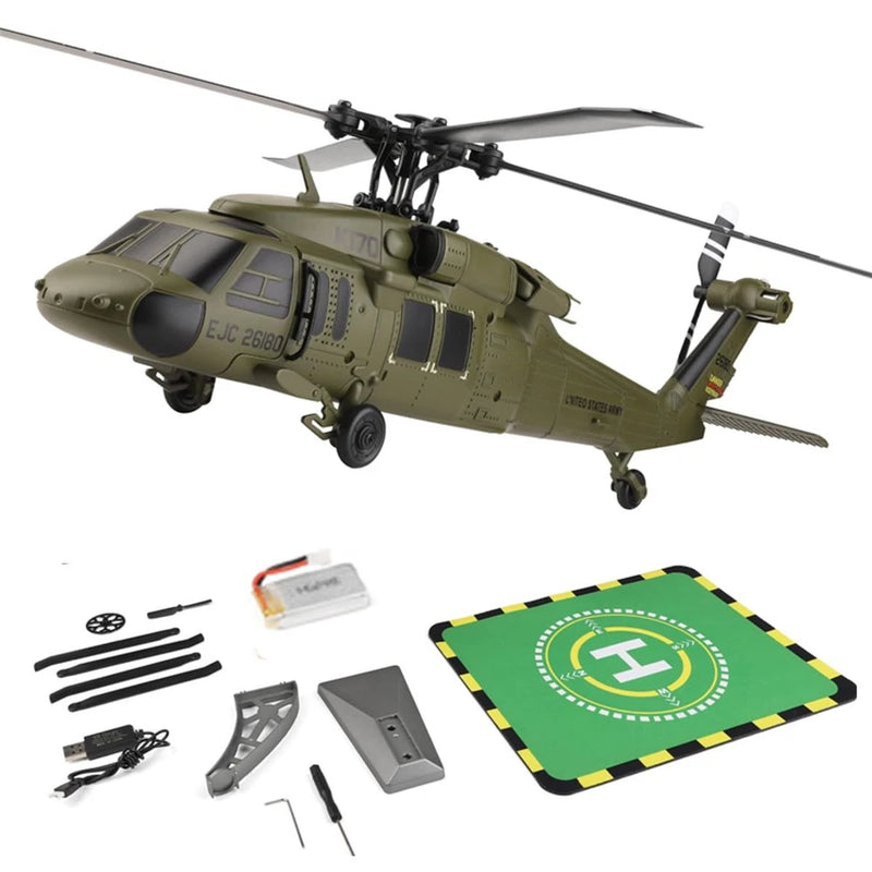 YounggDiy Mini WL K170 Black Hawkk Helicopter for 26.5 x 26 x 7.2cm, Green