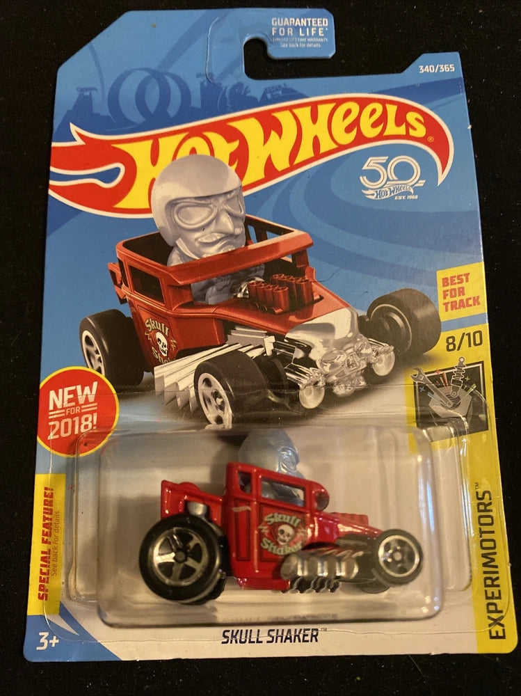 2018 Hot Wheels #340 Experimotors 8/10 Skull Shaker Red 50th Ann. New Model