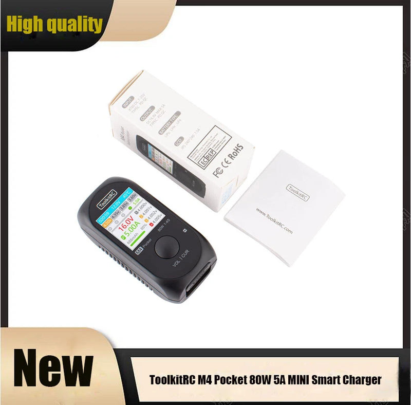 ToolkitRC M4 Pocket DC 80W 5A Charger for 1-4S LiPo Battery Quick Charger SDE Battery