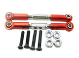 Red aluminum RC upgrade link rods with 4 black screws and 4 hex nuts