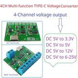 4CH 20W 3.3V 5V 12V ADJ TYPE-C Voltage Converter Boost LDO Buck Power Supply