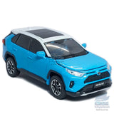 Blue Toyota RAV4 1:32 alloy diecast model car, front three-quarter view