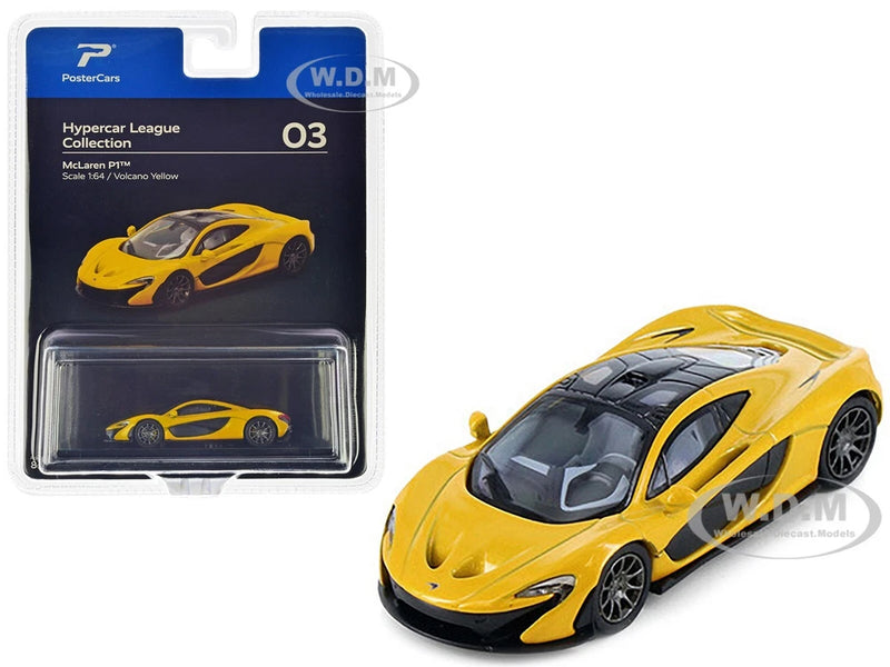 MCLAREN P1 VOLCANO YELLOW 1/64 DIECAST MODEL CAR BY POSTERCARS H03B