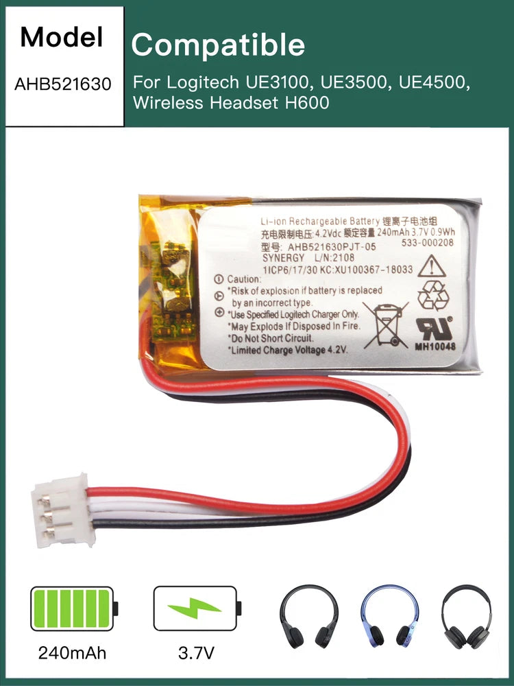 240mAh Battery For Logitech A-00031, G304, G703 Lightspeed, MX Vertical Battery