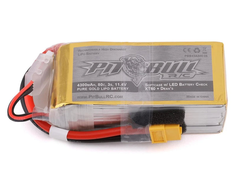 Pit Bull Tires Pure Gold 3S 80C Softcase Shorty LiPo Battery (11.4V/4300mAh) Battery