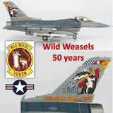 F-16C model aircraft with Wild Weasels 50 years decals and tail art