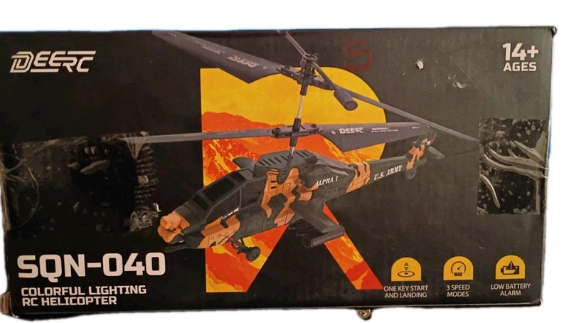 Colorful lighting RC Apache replica helicopter box, remote and 3 control modes