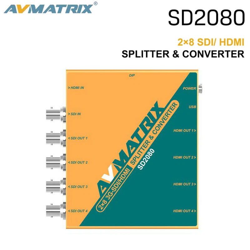 AVMATRIX SD2080 SDI/HDMI splitter & converter, 2x8 port distribution box