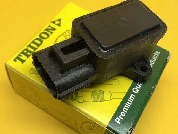 Throttle position sensor with black plastic housing and electrical connector