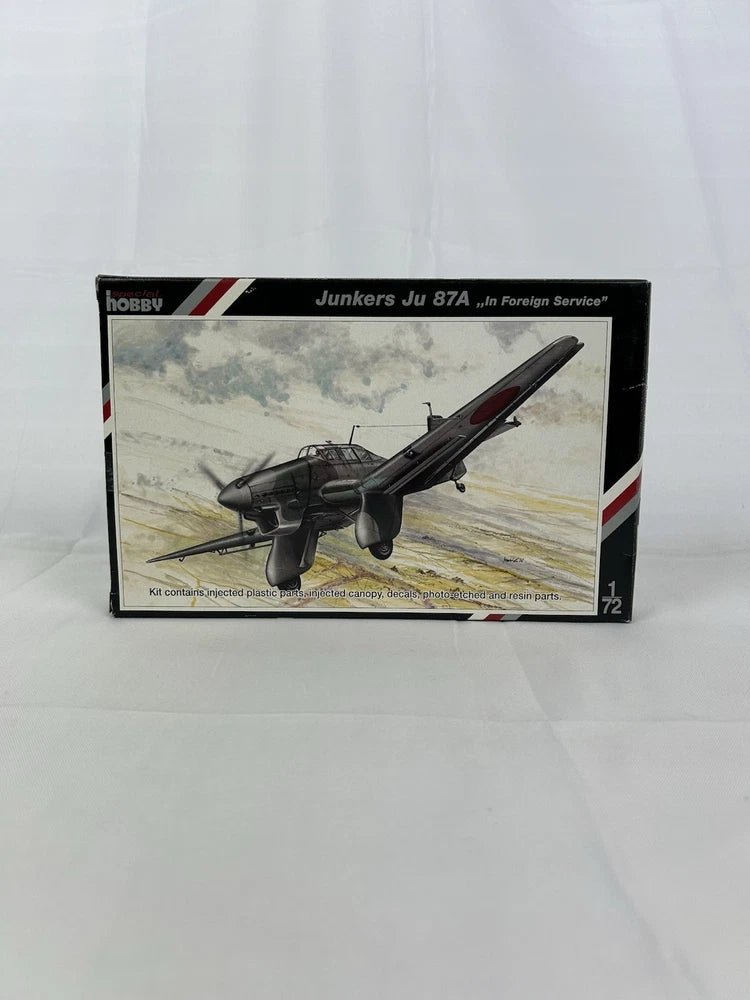 1/72 Junkers Ju 87A Stuka model kit box, foreign service artwork
