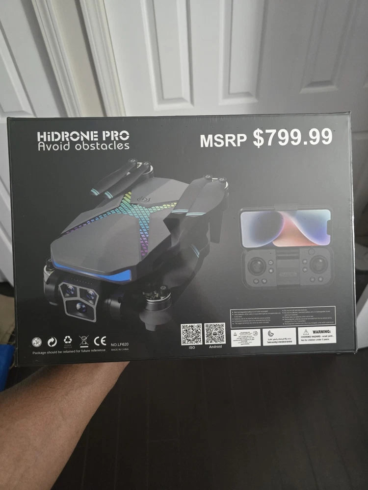 Unopened HiDRONE PRO drone with camera retail box, gray with controller graphics