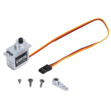 All-metal servo motor with orange/red/black wire lead and mounting screws, metal bracket