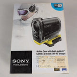 Sony HDR-AS15 action camera with built-in Wi‑Fi, shown in retail packaging
