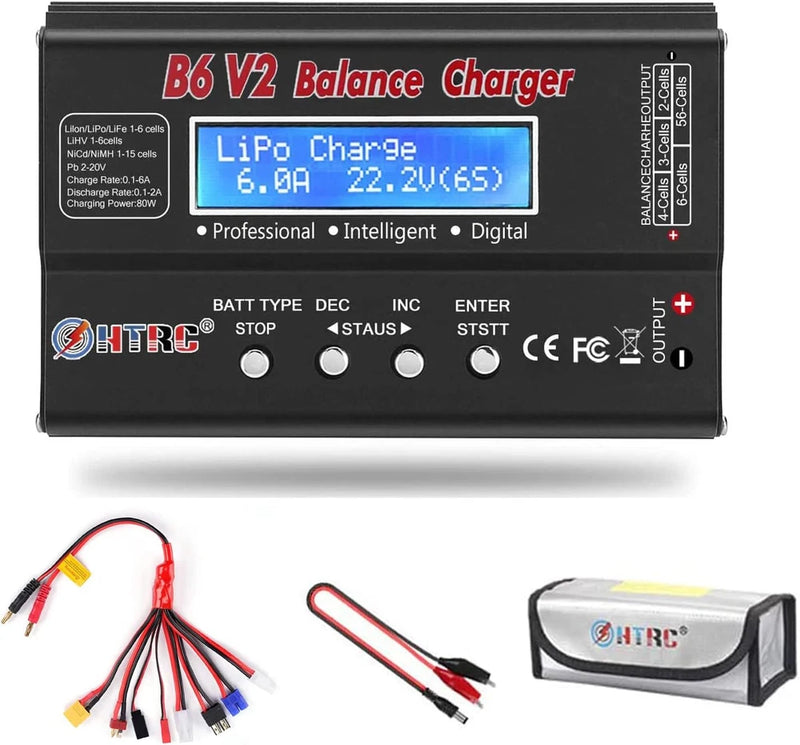 Lipo Battery Charger RC Car Balance Charger, 1S-6S Digital Discharger Battery Pa Battery