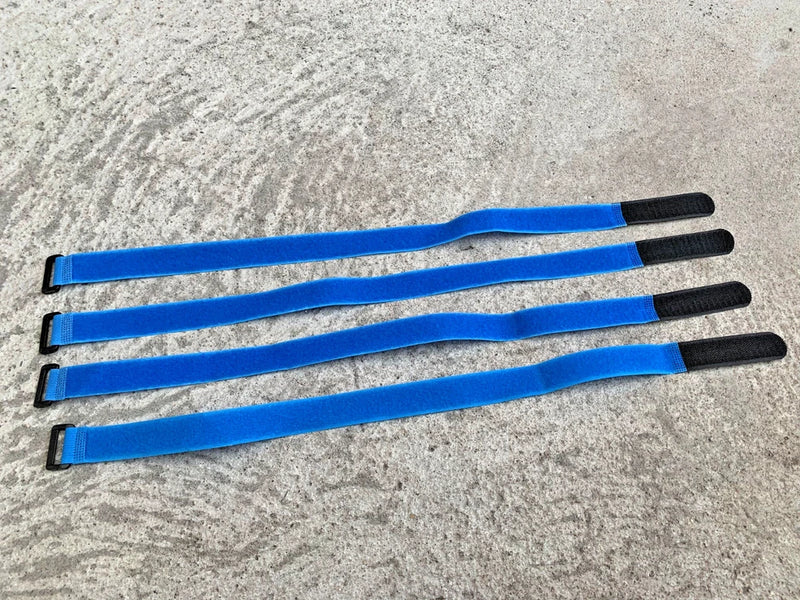25mm X 600mm RC Rubberized Battery Straps 4 Pack Blue/ Black Battery