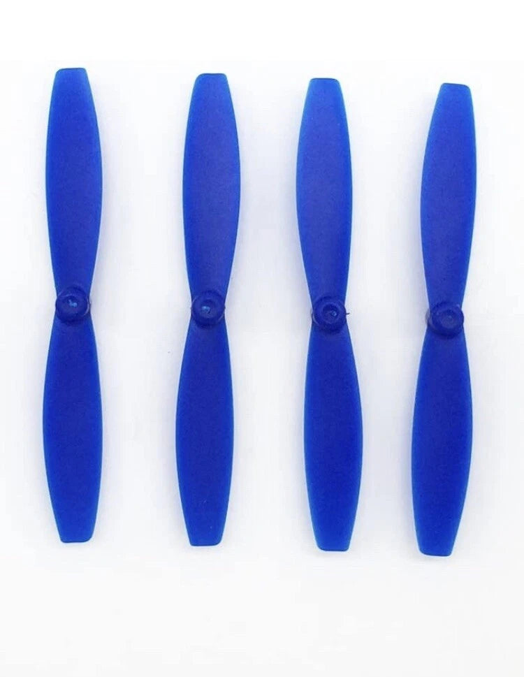 Blue drone propeller blades set, four foldable blades with hub mounts