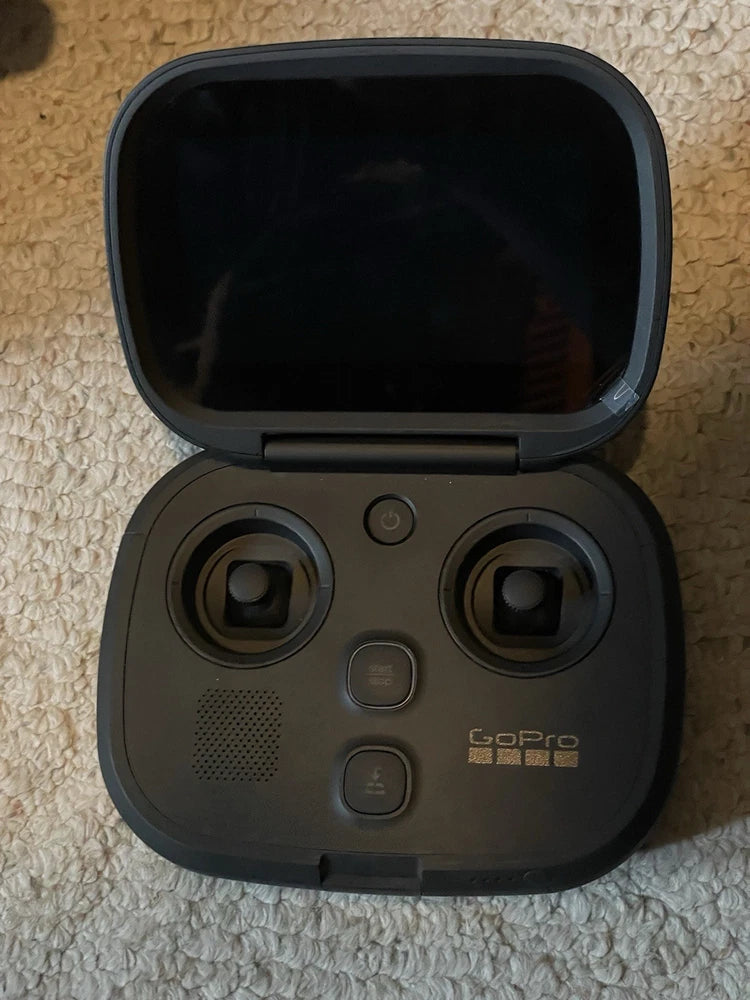 GoPro Karma controller with open display and thumbstick controls, dark gray