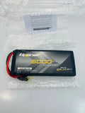 RC LiPo battery pack, 6000mAh 14.8V, black case with red/black leads and connector