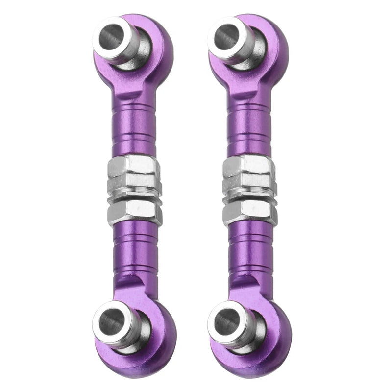 2pcs Steering Servo Rod RC Aluminum Linkages for HSP 1/10 94123 RC Car(Purple)