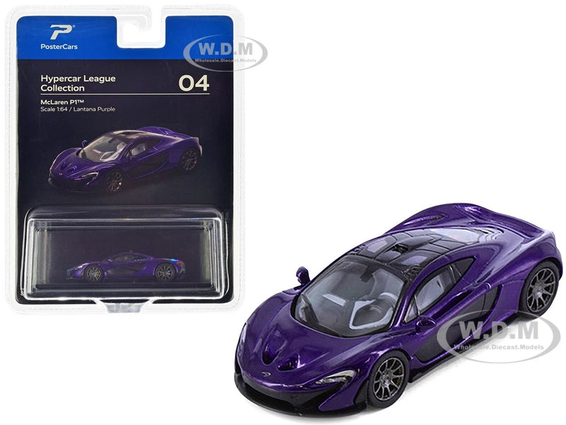 MCLAREN P1 LANTANA PURPLE 1/64 DIECAST MODEL CAR BY POSTERCARS H04B