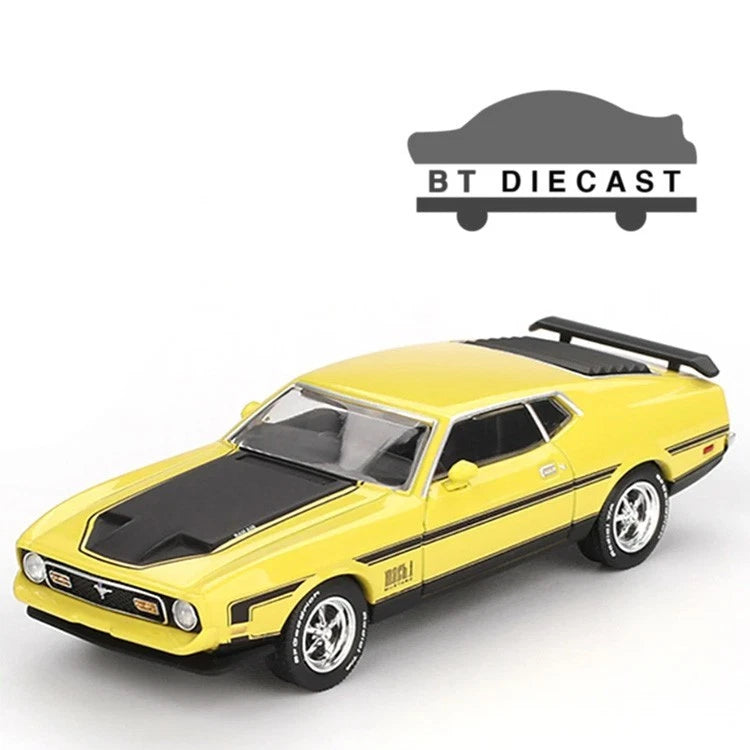 MINI GT FORD MUSTANG MACH 1 1/64 DIECAST MODEL CAR GRABBER YELLOW MGT01139