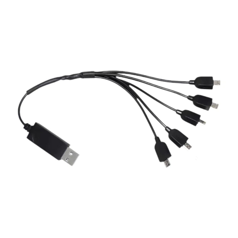 Universal drone charging cable set with USB-A connector and multiple tips