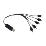 Universal drone charging cable set with USB-A connector and multiple tips