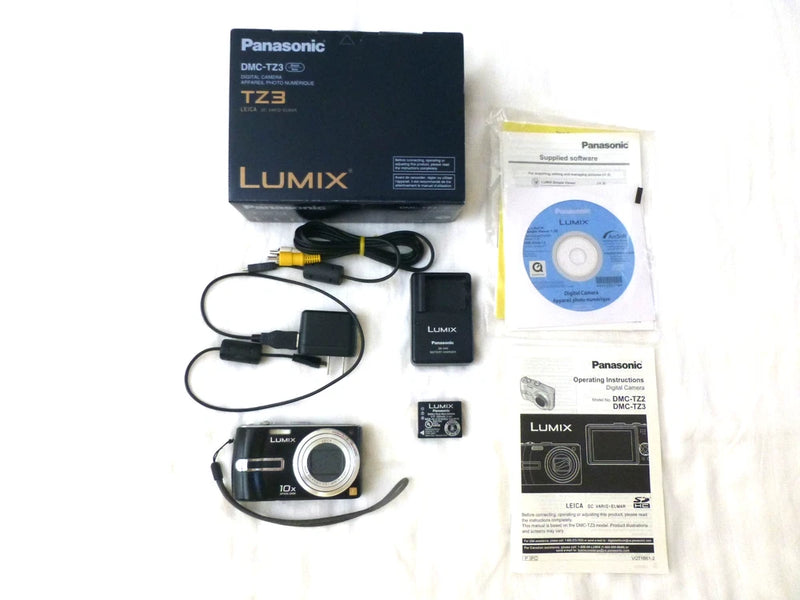 Panasonic Lumix DMC-TZ3 7.2MP Compact Digital Camera with case and extras