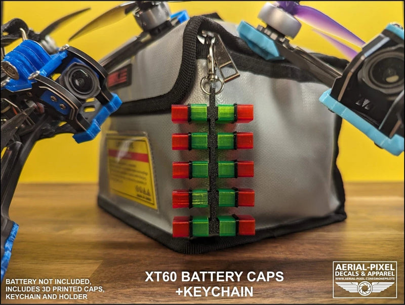XT60 / XT30 Charge Indicator Red & Green FPV LiPo Battery Covers Caps + Keychain