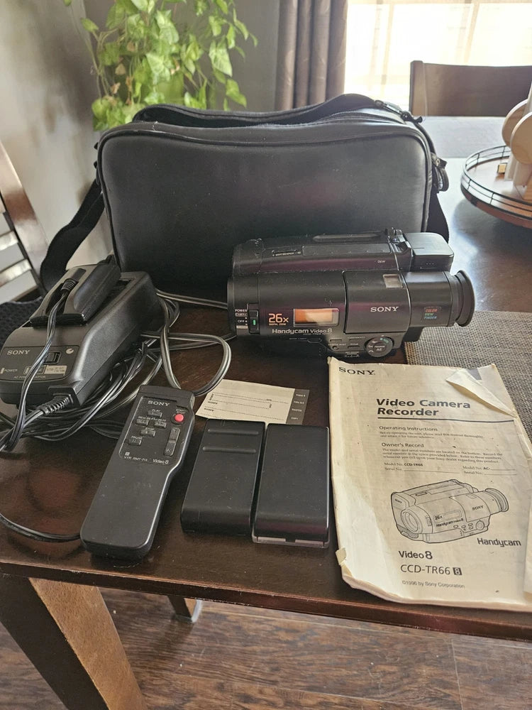 Sony Handycam CCD-TR66 8mm Camcorder Tested w/ Battery Charger Power Adapter AV