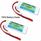 Lectron Pro 2-pack 7.4V LiPo battery packs with red/black lead connectors