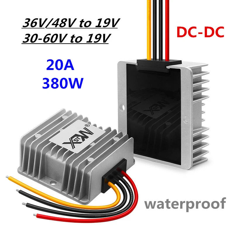 30-60V to 19V 20A 380W Buck Converter DC-DC Car Waterproof Power Regulator