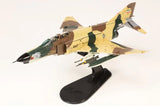 F-4E Phantom II scale model aircraft on black stand, tan and green camo
