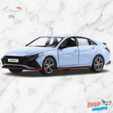 Welly Hyundai Elantra N 1:38 Diecast Model Car Pull-Back Openable Doors Blue