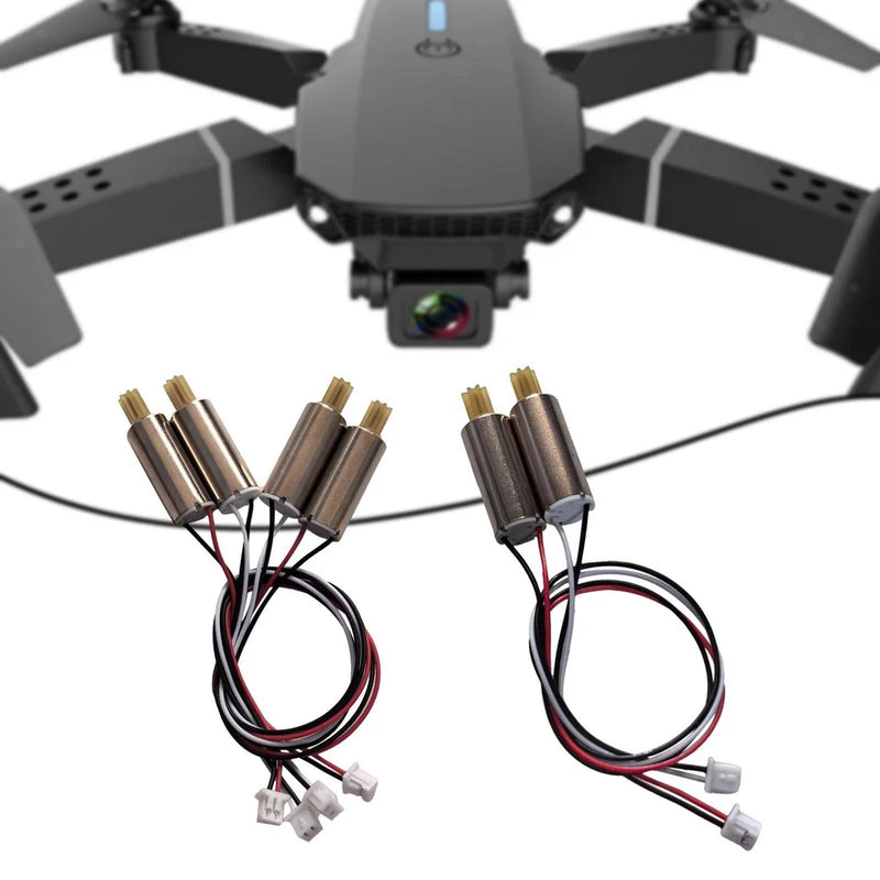 Micro drone forward motor pair with red/black wiring and connector plugs