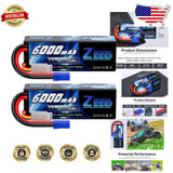 Power 1/8 1/10 RC Vehicles: 2x 11.1V 6000mAh 80C Lipo Battery EC5 Battery