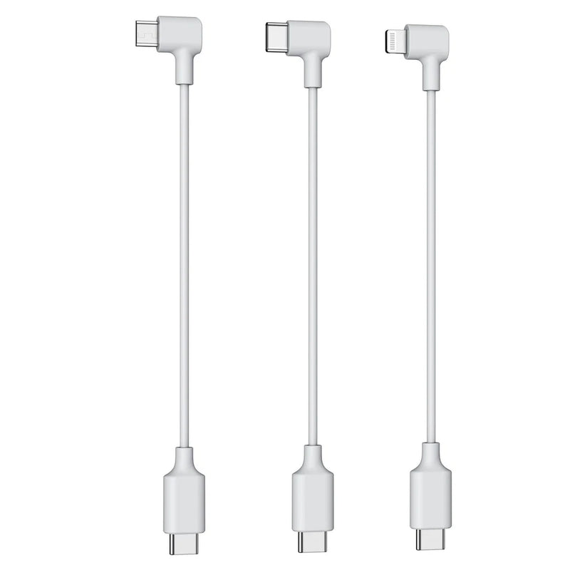 White drone accessory cables set with top and USB-style connectors