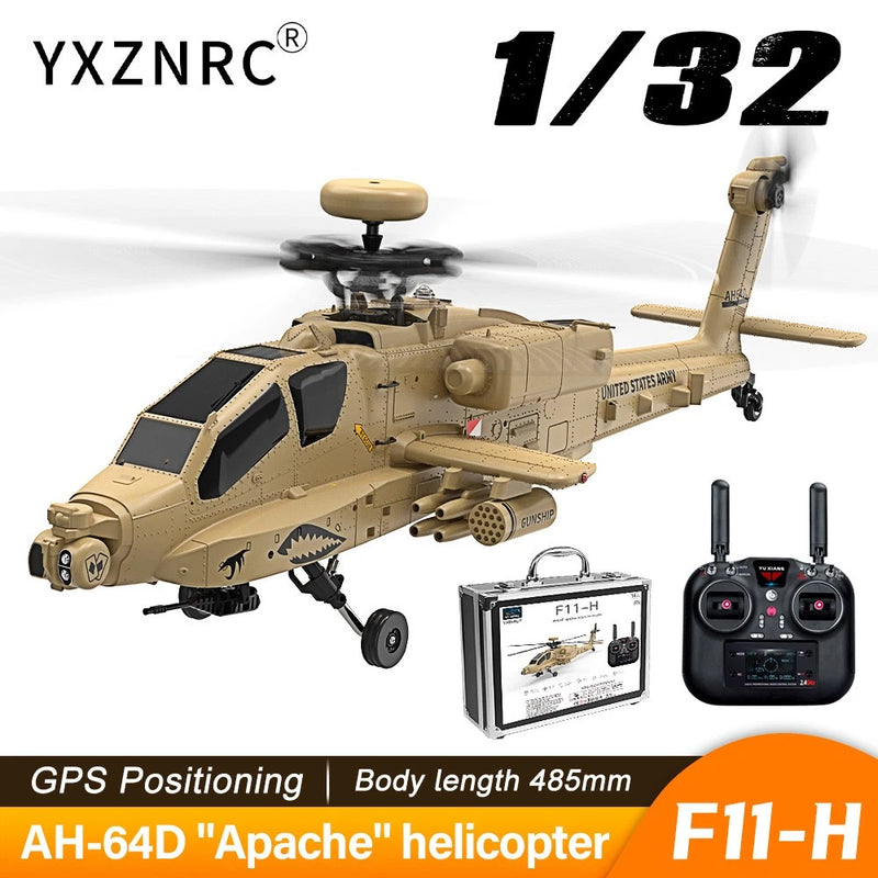 YXZNRC F11-H Apache RC Helicopter AH-64D 1/32 8CH GPS Stabilized RTF Aircraft