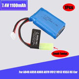 7.4V 1100mAh Li-ion Battery Small Tamiya Plug for V353 A949 A959 A969 A979 k929