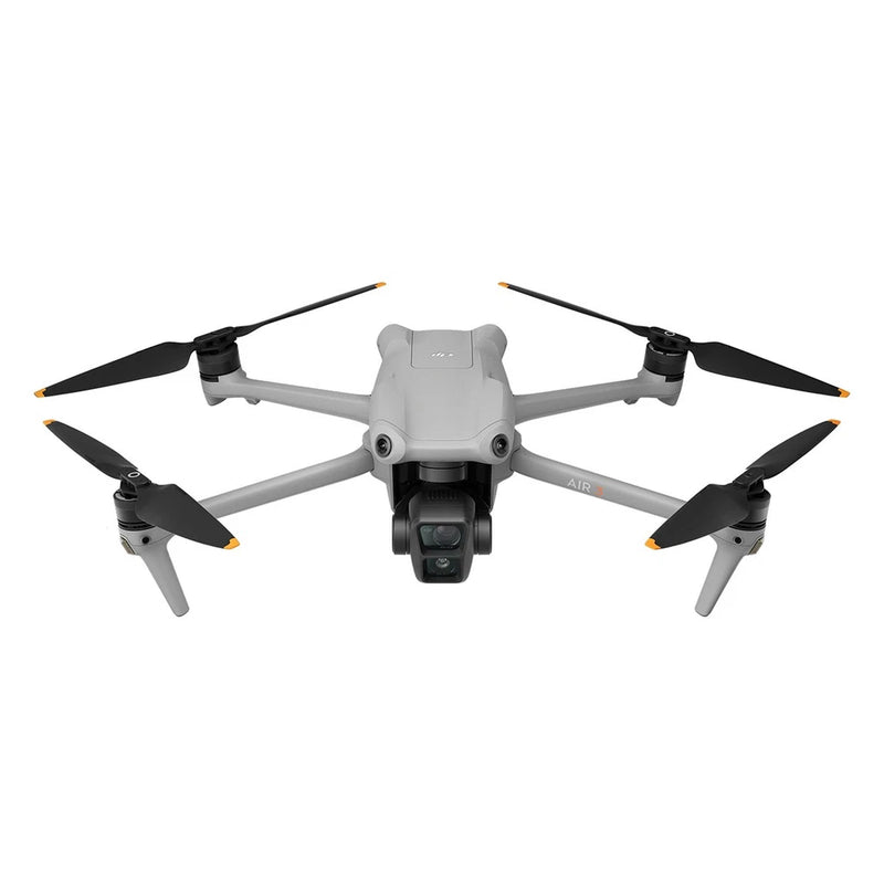 Foldable quadcopter drone with front gimbal camera and four propeller arms