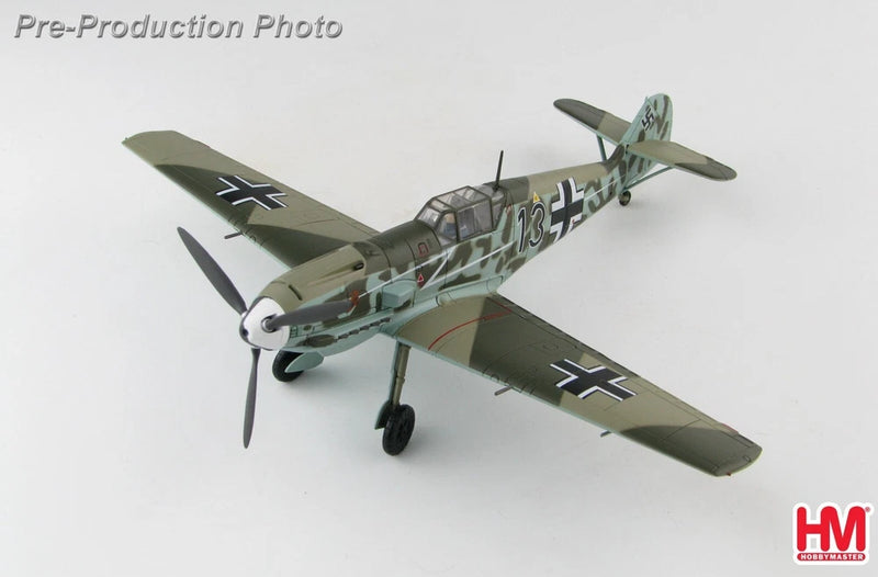 Camouflage fighter plane model with open cockpit and German markings, single propeller