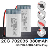 RC 380mAh 25C 702035 3.7V LiPo Battery For Syma RC FPV Drone Hubsan JST Plug Lot