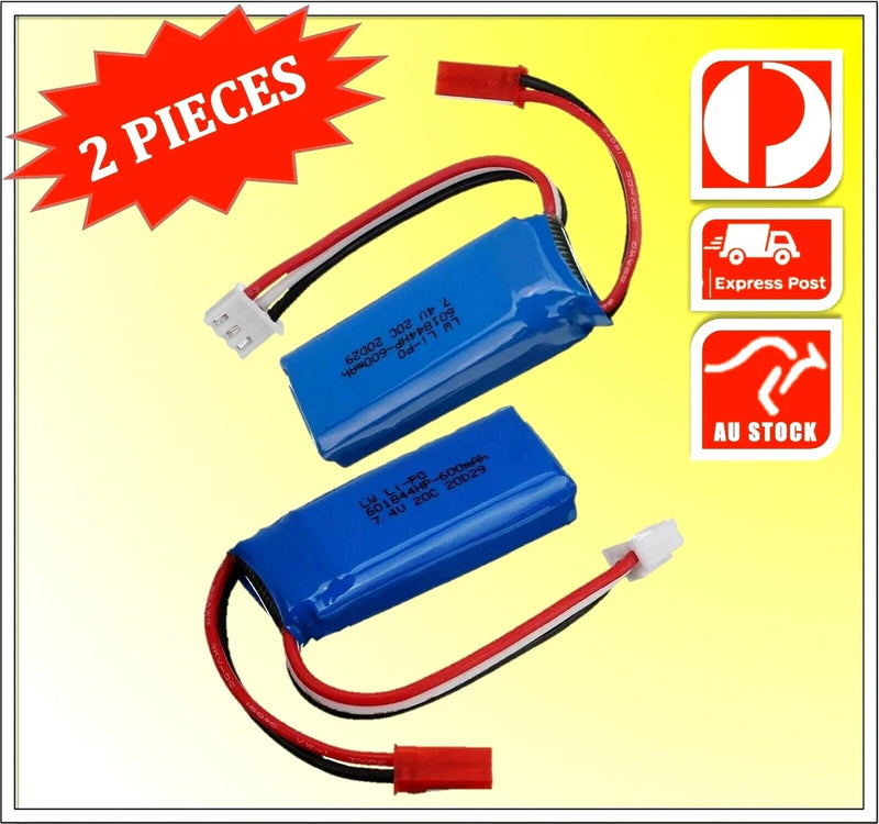 1/28 7.4v 2s LiPo 600mah 20C x2pcs Battery WLtoys K969 K979 K989 K999 P929 P939