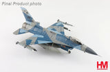 Blue splinter camo F-16C Falcon fighter jet scale model with USAF-style markings